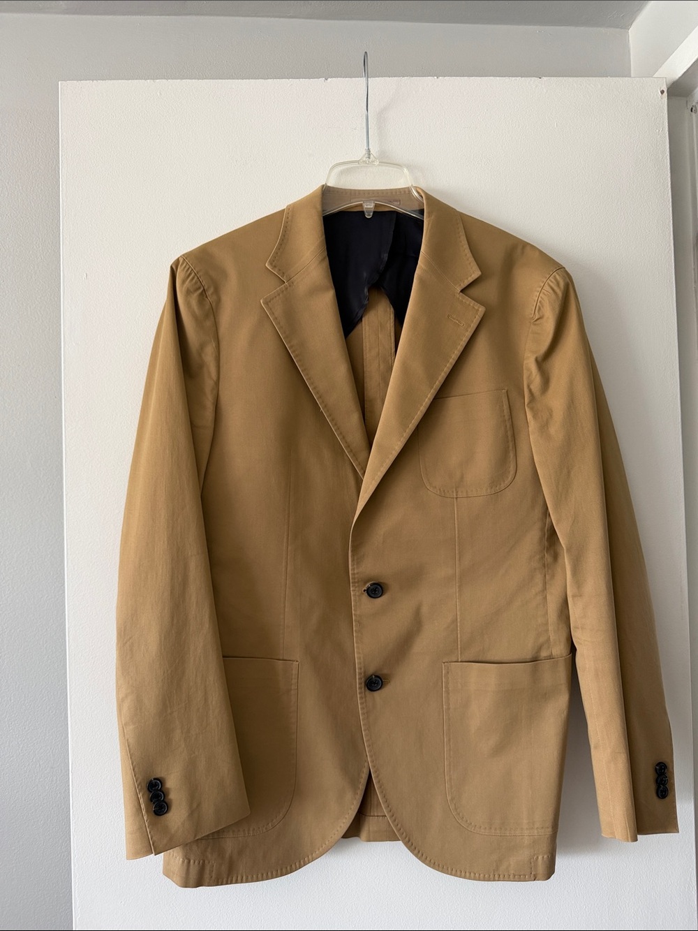 Spier & Mackay Men's Cotton Blazer Jacket Tan Khaki Size 42 Unstructured Casual